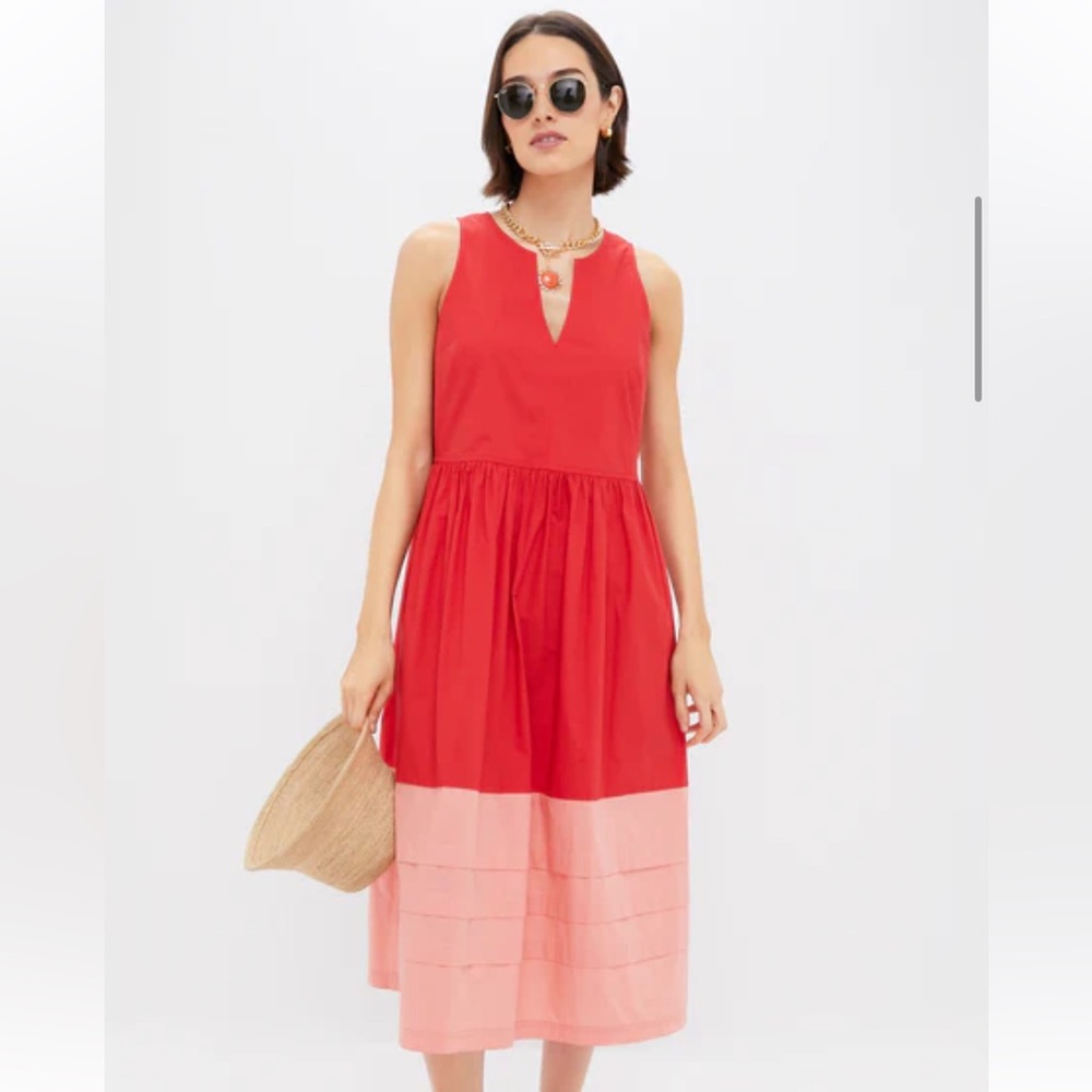 Tuckernuck Poppy and Coral Colorblock Cotton Elsie Dress in Large - Picture 5 of 14